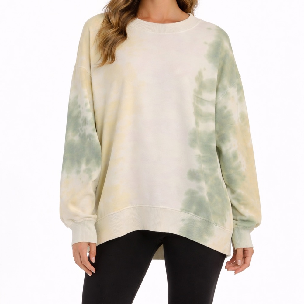 American Eagle Size Small Green Tie Dye Crewneck Sweatshirt